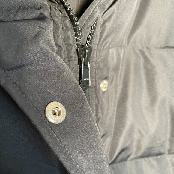 J Crew Long Down Puffer Coat Parka LARGE Black *See Notes* Hood Winter Outdoor - Picture 7 of 11